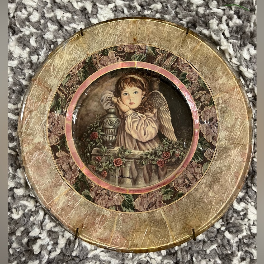 ***😀3 for $35./Handmade angel picture on a clear plate.